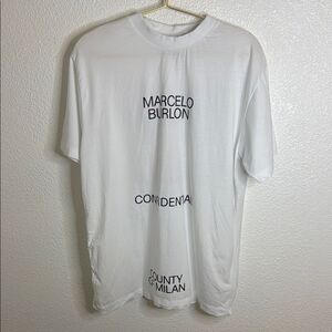 NEW- Marcelo Burlon- Mens White Short Sleeve Tee- Size Medium